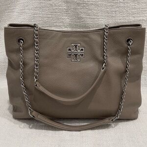 Tory Burch Britten Triple Compartment Tote in French Gray